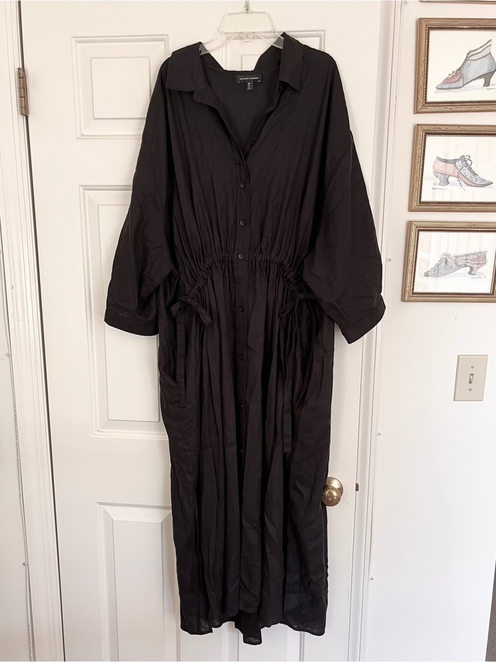 Universal Standard Drawstring Linen-blend Black Shirtdress Size 2X